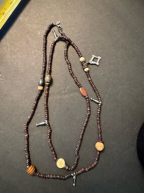 Robert Rose Layered Brown & Natural Wood Bead Necklace
